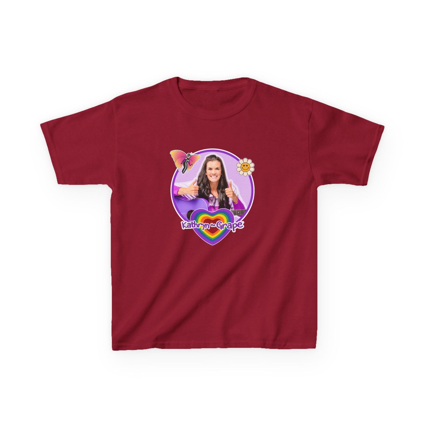 Fun Kids Colorful Graphic Tee with Kathryn the Grape and Maggie the Magical Butterfly