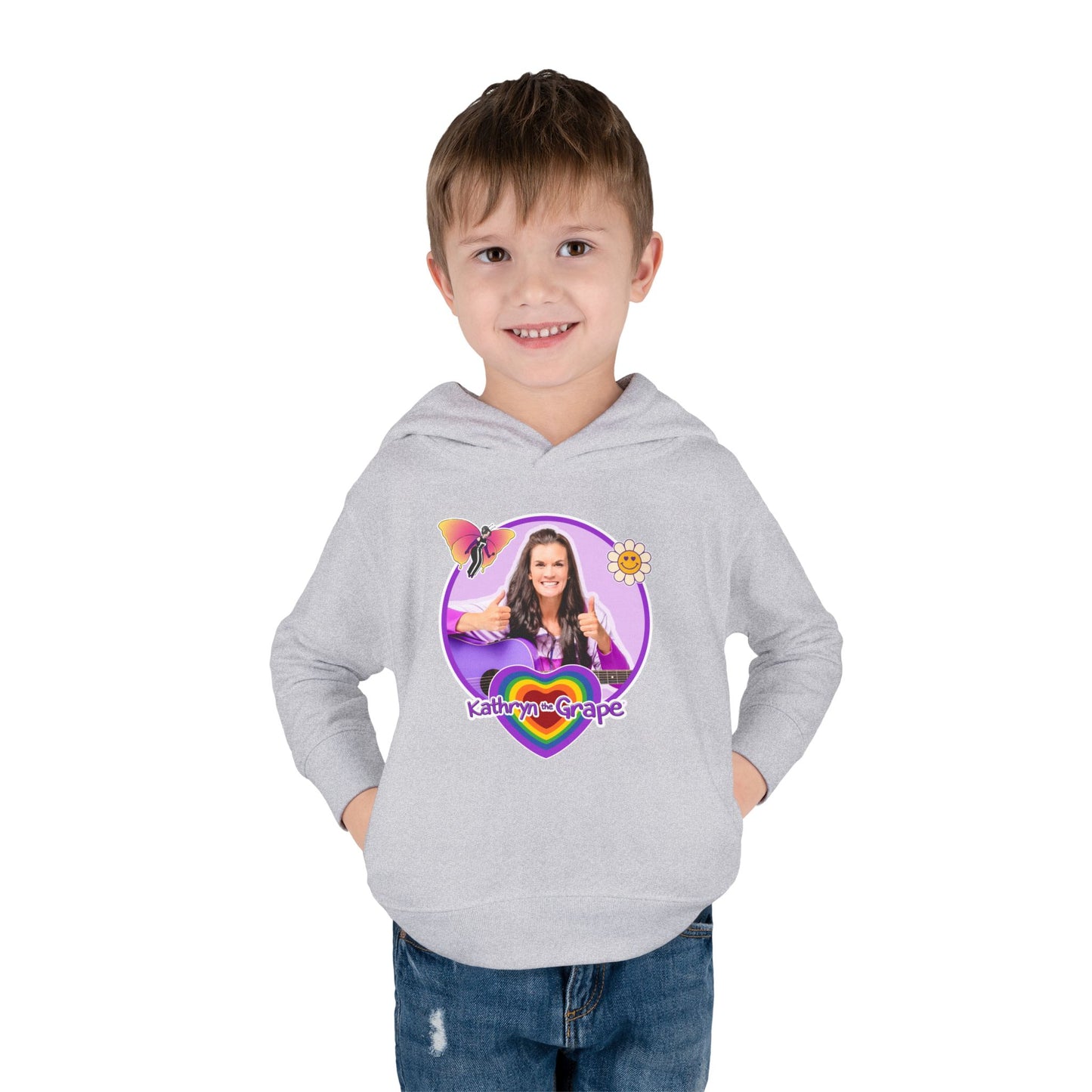 Toddler Pullover Fleece Hoodie with Maggie the Magical Butterfly and Kathryn the Grape for Playtime and Dance Party Fun