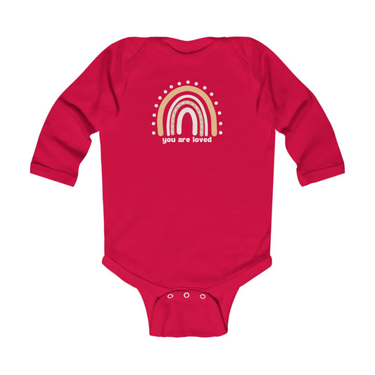 Kathryn the Grape You Are Loved Cute Rainbow Infant Long Sleeve Bodysuit