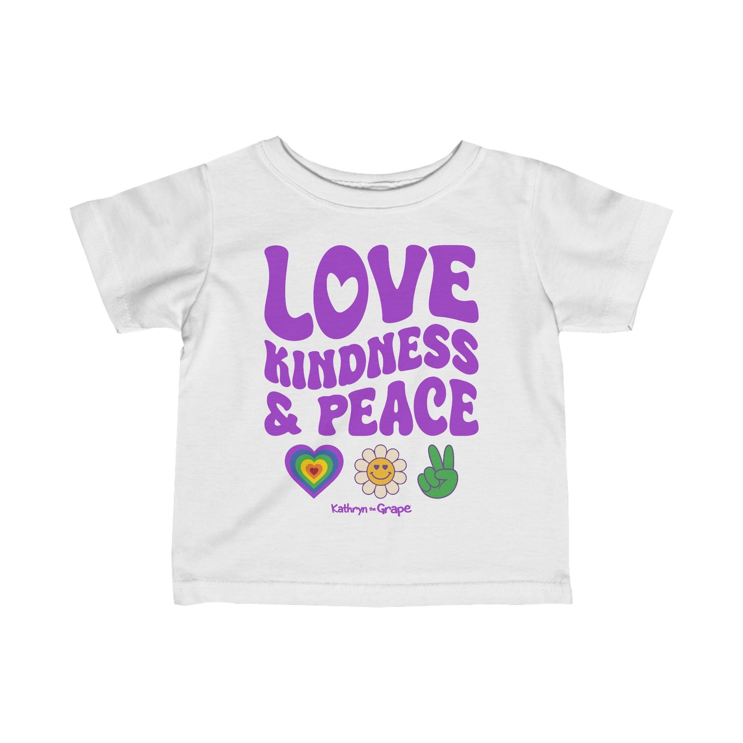 Kathryn the Grape Love, Kindness, and Peace Infant Fine Jersey Tee