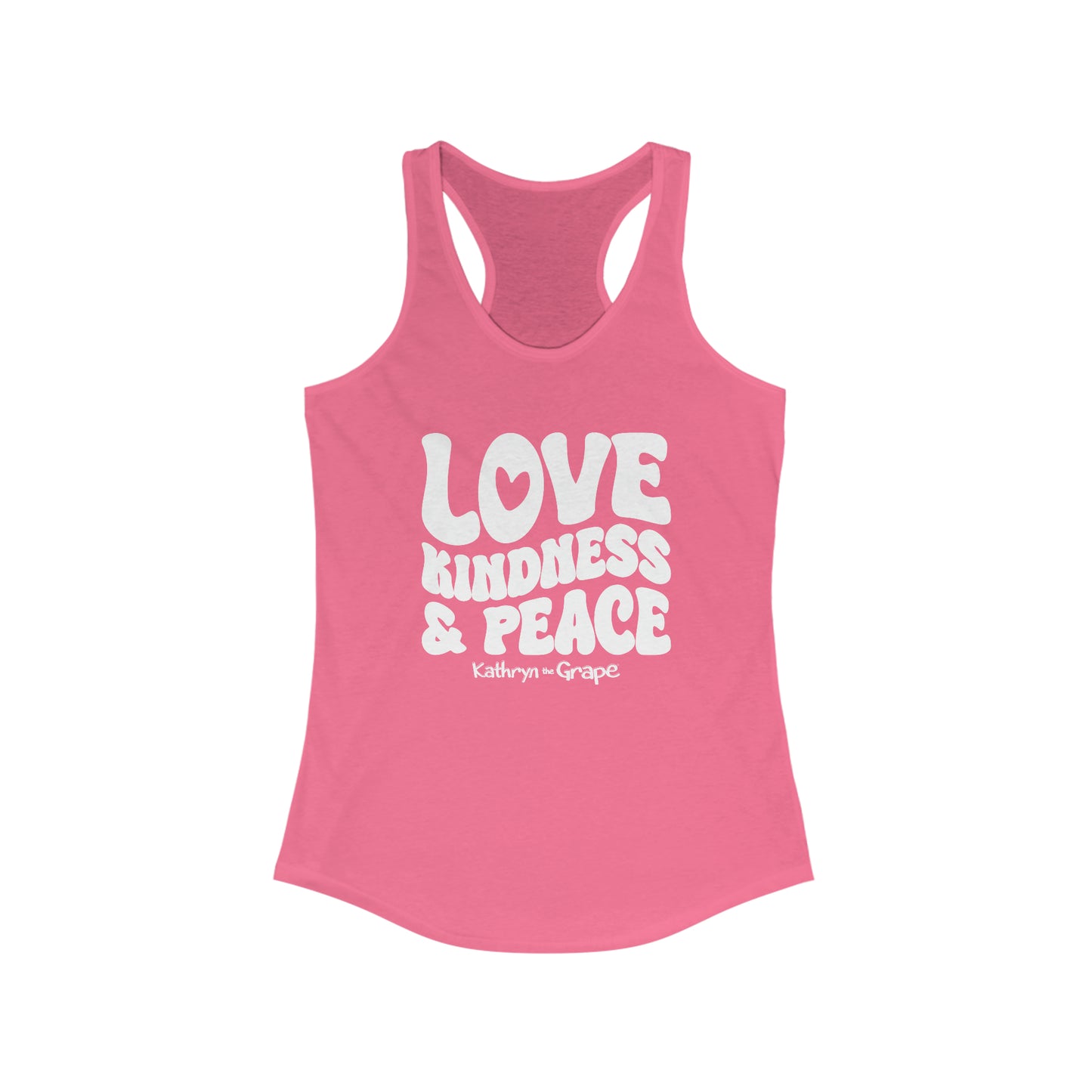 Kathryn the Grape Love, Kindness, and Peace Women's Ideal Racerback Tank